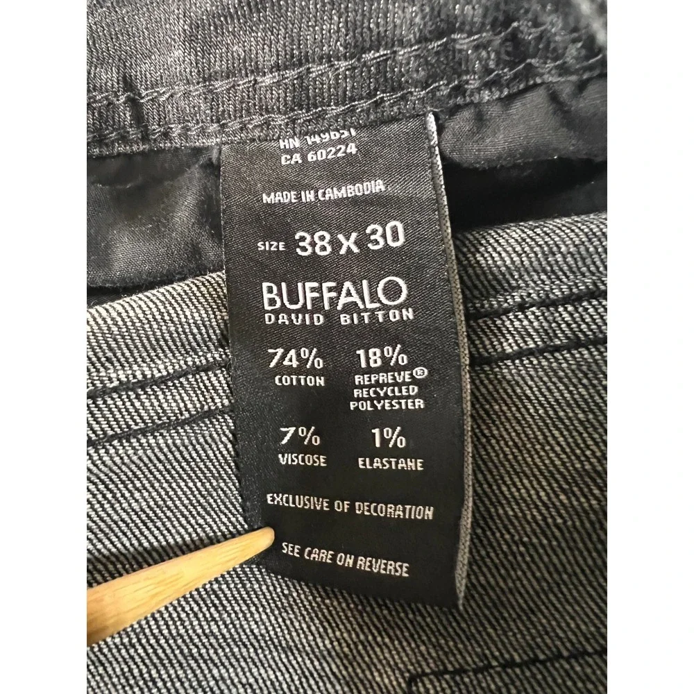 Buffalo David Bitton Jackson Straight Stretch Jeans Black 38x30 Faded Denim